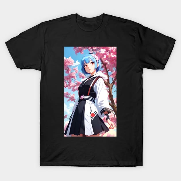 Anime Girl With Blue Hair 02 T-Shirt by SanTees